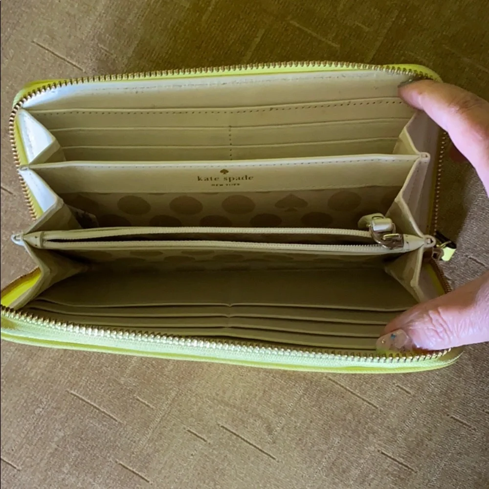 kate spade lime green laser-cut tote with matching wallet